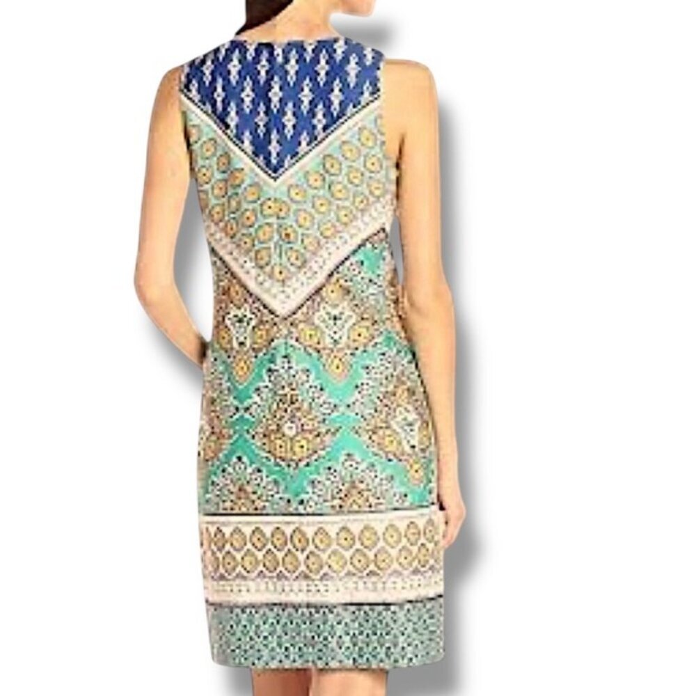 Nine West Dress Keyhole Cutout Sleeveless Aruba/Canary Multi Size 16 - Picture 8 of 16